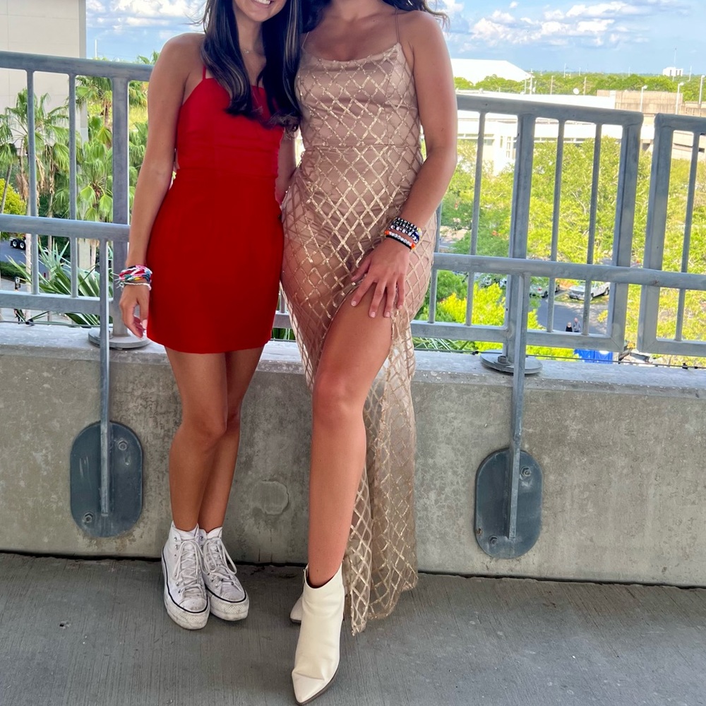 Floor Length Gold Mesh Gown